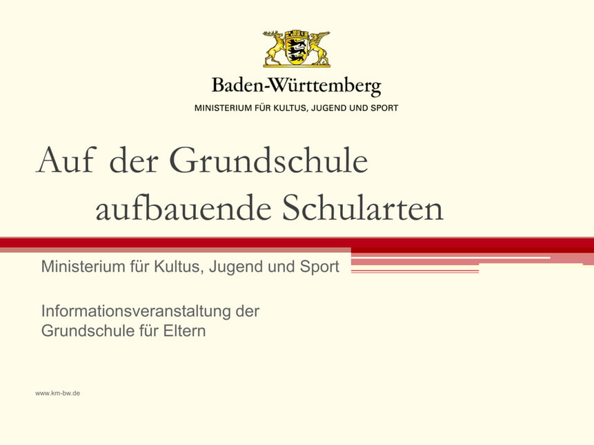 Präsentation zu den auf die Grundschule aufbauenden Schularten