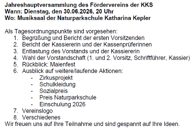 Einladung zur Jahreshauptversammlung des F&ouml;rdervereins